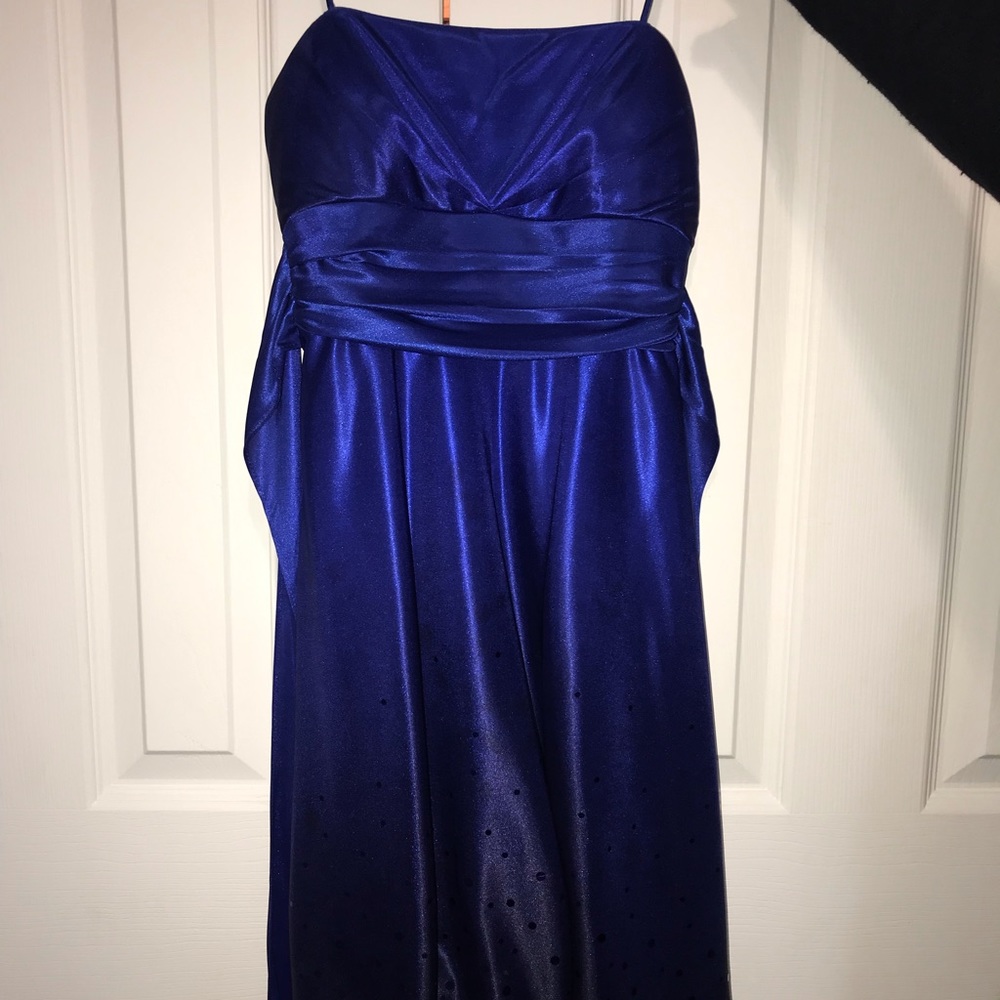 Royal blue girls dress with sequins on the bottom